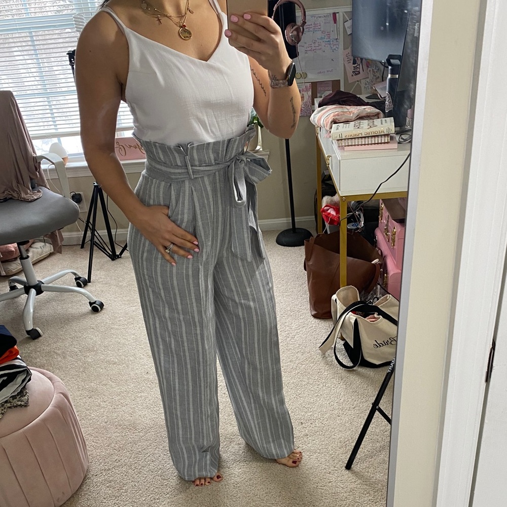 Polyester one-piece jumpsuit with tie